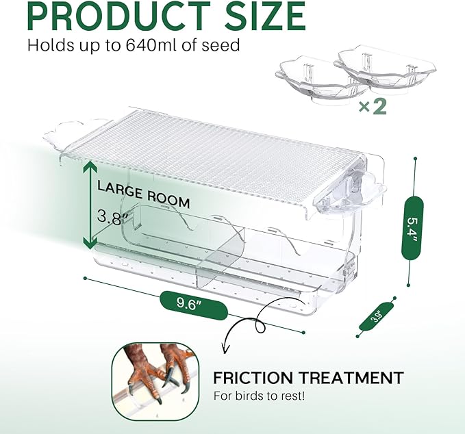 Window Bird Feeder for Outdoors, Clear Wild Bird Feeders Window Mounted with Self-Adhesive Hooks, Outside Hummingbird, burd, Oriole, Finch Bird Watching for Garden, Yard, Elderly Kids Viewing