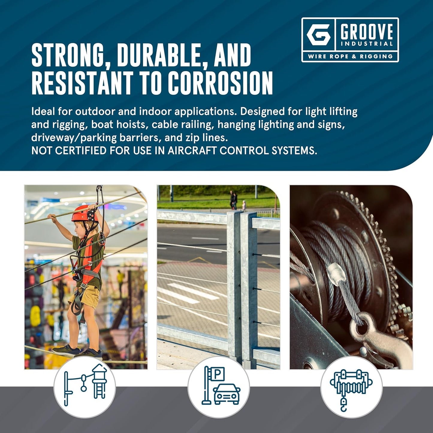 5/16’’ 7x19 Hot Dip Galvanized Aircraft Cable – Steel Wire Rope - 250 Feet