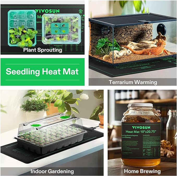 VIVOSUN 10"x 20.75" Seedling Heat Mat and Digital Thermostat Combo Set, UL & MET-Certified Warm Hydroponic Heating Pad for Germination, Indoor Gardening, Greenhouse