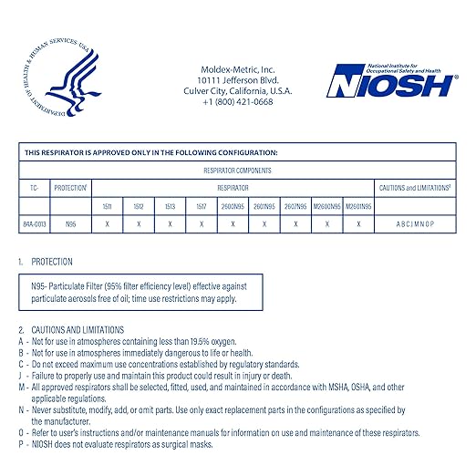 Moldex M2600N95 Special Ops® HandyStrap® Disposable Particulate Respirator, Size Medium/Large, NIOSH Approved
