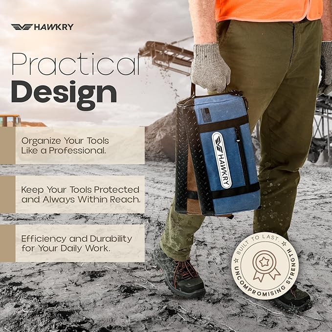 HAWKRY Heavy Duty Canvas Tool Bag Set of 4 – Waterproof Canvas Zipper Pouch, Garden Tool Bag, Construction Bags Heavy Duty, Small Zipper Pouch, Motorcycle Tool, Multipurpose Fishing Bag