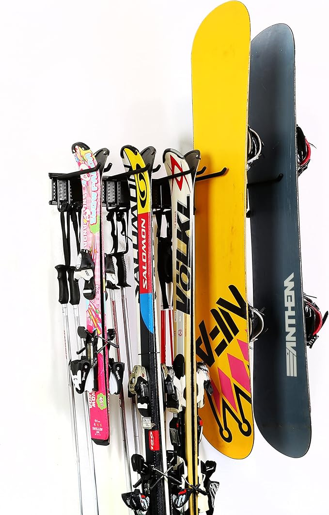 Ultrawall 24-Inch Wall Mounted Ski Rack, Holds Up to 300lbs, Powder-Coated Steel with Rubber Coating, Customizable Spacing, Easy Installation