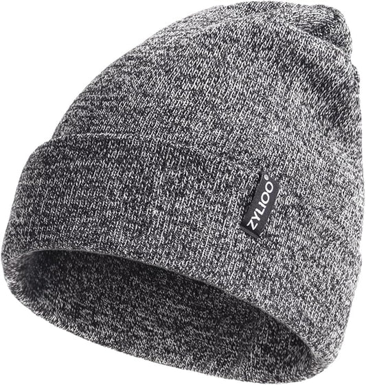 Zylioo Oversize Beanie Hats, XXL Big Size Ribbed Knit Cuffed Winter Hat for Cold Weather, Warm Skull Watch Cap
