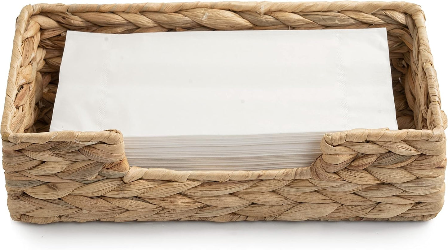 CLAYNIX Rattan Napkin Holders for Table, Napkins Holder For Paper Napkins, Kitchen Luncheon Paper on Boho Dining Countertop - Rectangle