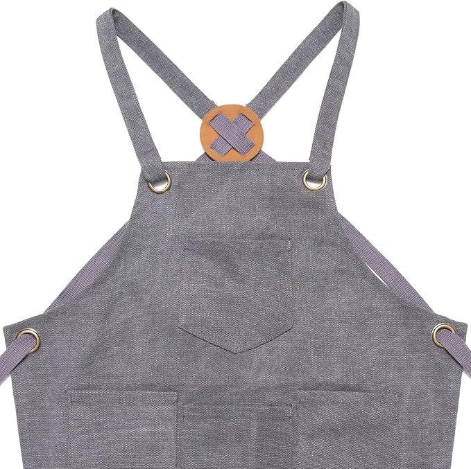 NEOVIVA Heavy Duty Work Apron for Kid Boys with Pockets and Adjustable Cross-back Straps