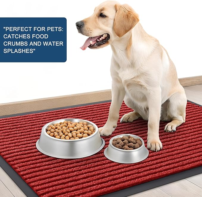 OLANLY Front Door Mat Indoor Outdoor Entrance, Waterproof Heavy Duty Doormat, Fade Resistant, Low Profile, Easy Clean Patio Porch Welcome Floor Mats for Entry, 71x23, Red