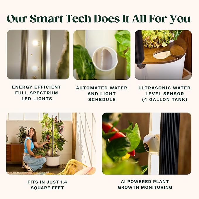 New & Improved! Gardyn Studio 2 Hydroponics Growing System - 16 Non-GMO Plants, Herbs, Vegetables - Smart Tower - Hydroponic Herb Garden Planter Indoor Kit - Indoor Gardening System w/Grow Lights