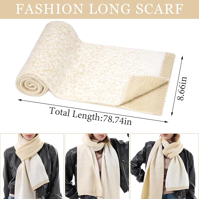 Womens Winter Knit Beanie Hats and Touchscreen Gloves Long Scarf Set with Warm Fleece Lined Skull Caps Scarves for Women