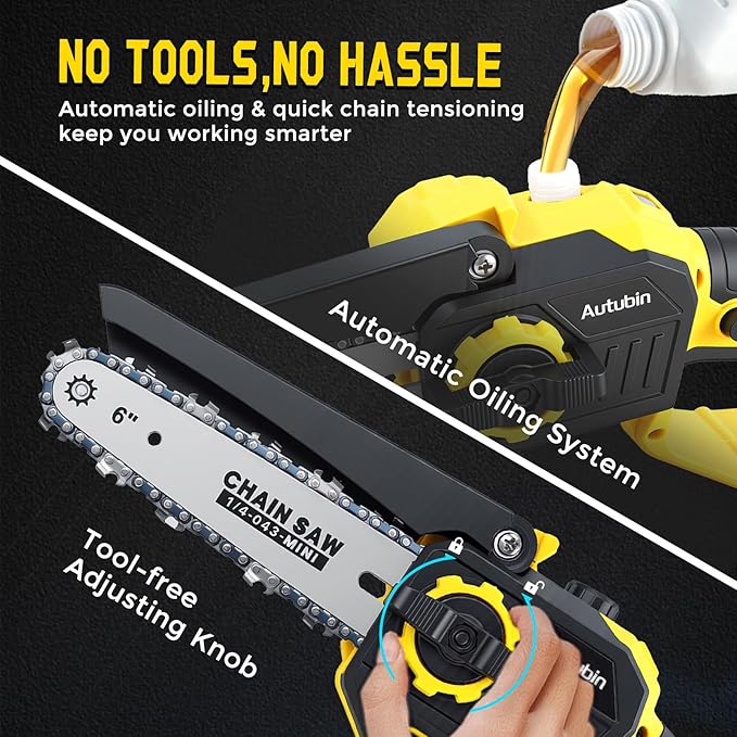 2-in-1 Electric Pole Saw for Tree Trimming,1200W Brushless Cordless Pole Saw & 6 Inch Mini Chainsaw with 2 x 4.0Ah 21V Batteries,16 FT Max Reach & Multi-Angle, Tree Trimmer for Branch Cutting.