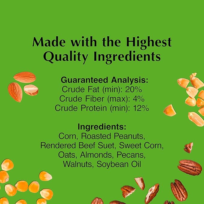 C&S Woodpecker Delight No Melt Suet Dough, Suet Cakes for Wild Birds, 11.75 Ounces, Pack of 8