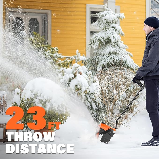 MAXLANDER Electric Snow Shovel Cordless, 20V 12-Inch Cordless Snow Blower, Battery Snow Shovel with Directional Plate & LED Lights (4.0Ah Battery, Quick Charger & Cover Included)