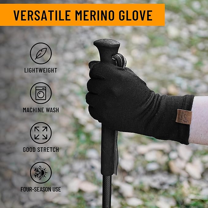 ACUSHLA Merino Wool Glove Liner -Touchscreen Lightweight Base Layer Ski Liner Glove for Men & Women