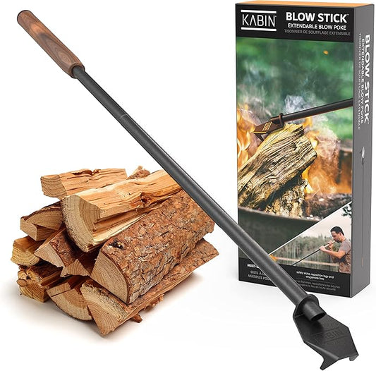 KABIN Blow Stick -Extendable Blow Poke & Fire Poker - Oxygenate & Stoke Your Fire Safely & Easily in Fireplaces & Woodstoves - Fireplace Tools Set