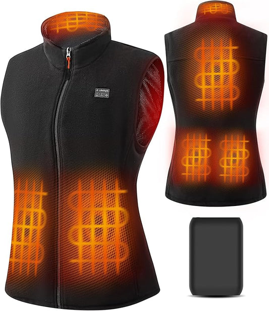 JS LifeStyle Heated Vest Jacket Women with 16000mAh Rechargeable Battery Pack Included Fleece Clothing with Light-Off Design