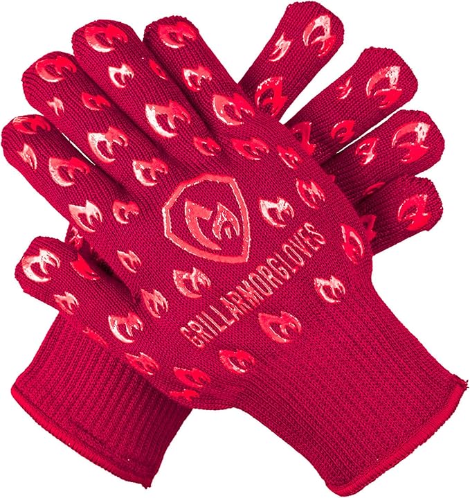 Grill Armor Oven Gloves – 932°F Heat, Fire & Cut Resistant Mitts for BBQ, Grill, Cooking, Grilling, Baking, Smoker & Fire Pit