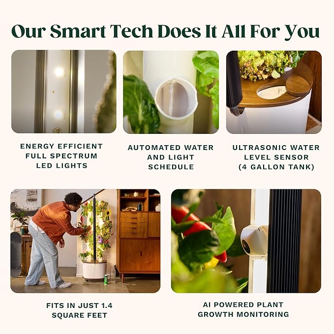 Gardyn Studio 1 Vertical Hydroponics Growing System Kit - 16 Non-GMO Plants, Herbs, Vegetables - Tower Garden - Hydroponic Herb Garden Planter Indoor Kit - Indoor Gardening System with LED Grow Lights