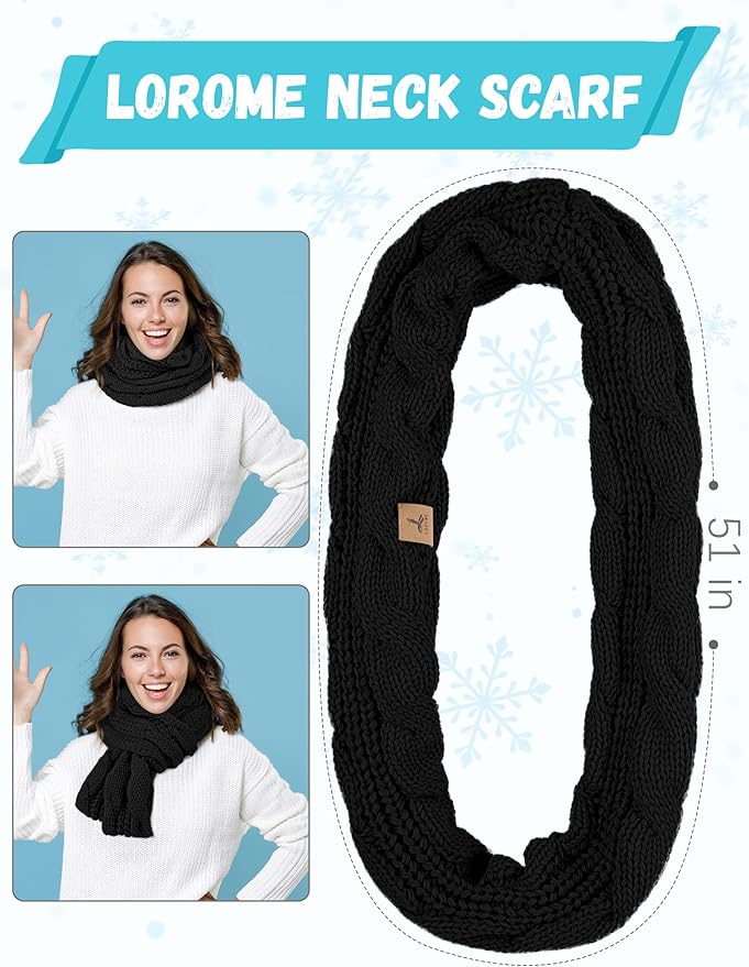 Winter Hat Scarf Gloves and Ear Warmer, Warm Knit Beanie Hat Touch Screen Gloves Set Winter Gifts Neck Scarves for Women