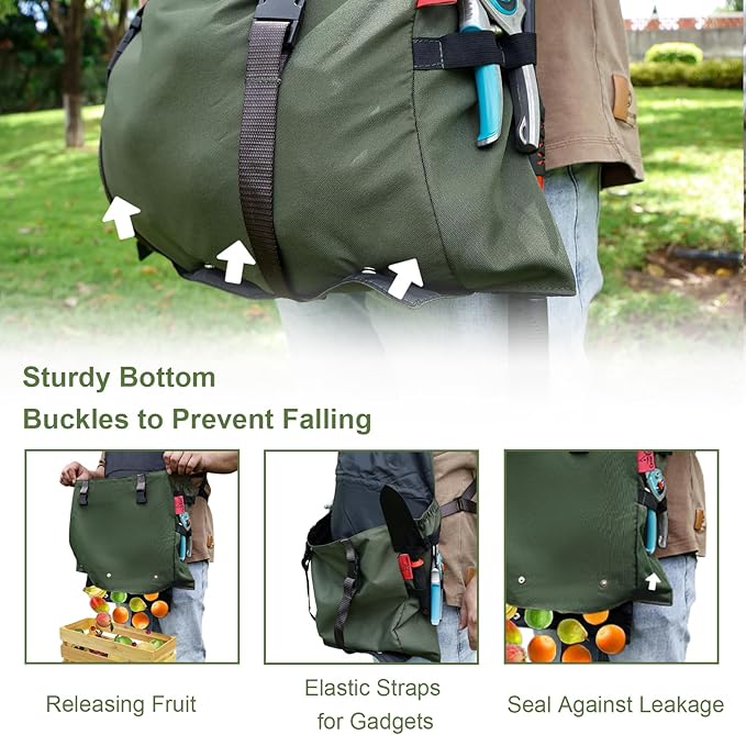 Gardening Apron Waterproof Cross Back Apron, Extra 600D Heavy Duty Apron Harvest and Large Quick Release Pockets