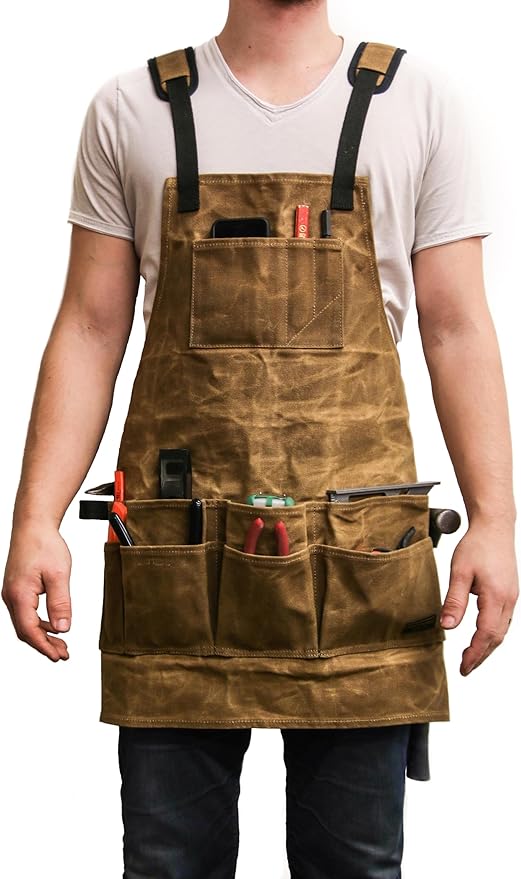 Readywares Waxed Canvas Tool Apron, Carpenter Aprons, Woodworking Aprons