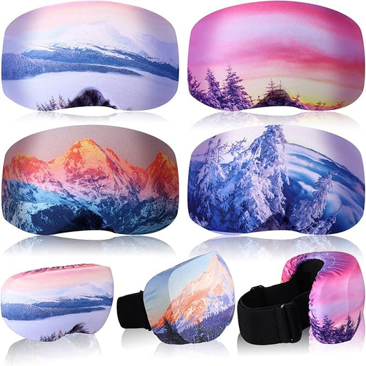 Civaner 4 Pieces Ski Snowboard Goggle Cover Sleeve Goggle Cover Microfiber Protective Lens Scratch Dust Protection for Travel