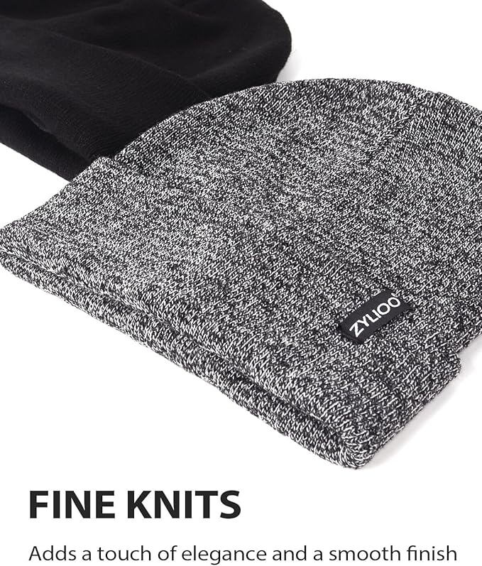 Zylioo Oversize Beanie Hats, XXL Big Size Ribbed Knit Cuffed Winter Hat for Cold Weather, Warm Skull Watch Cap