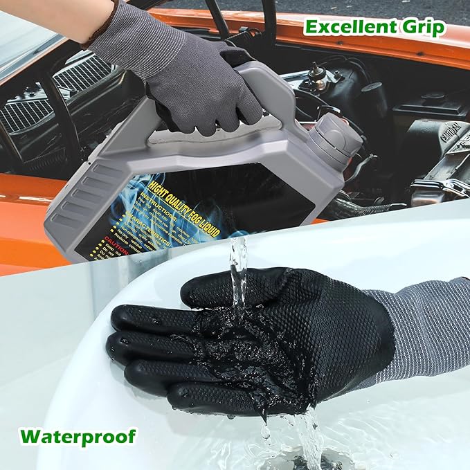 Jexine 50 Pairs Gardening Work Gloves Bulk for Men Women Breathable Rubber Coated Garden Dipped Gripping Outdoor Working Gloves for Construction, Gray