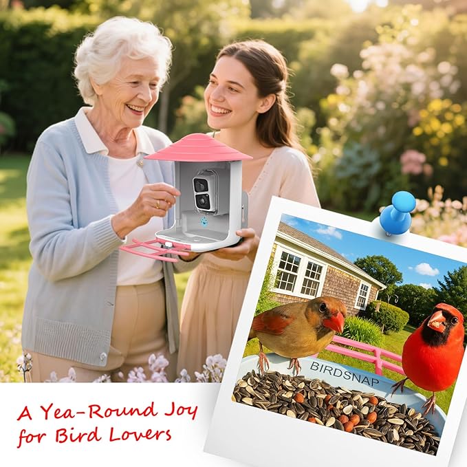 birdsnap® TUC Bird Feeder with Camera 2K HD, Solar Panel 32GB Card 4-in-1 Perch, 160°View Auto Detect & Notify AI Identify Video Bird Camera Wireless Outdoors Ideal Gift for Birds Lover