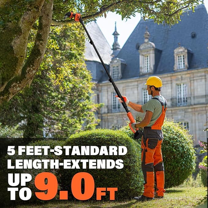 MAXLANDER 2-in-1 Cordless Pole Saw & Mini Chainsaw, 6'' Electric Pole Saws for Tree Trimming, 20V Battery Pole Saw with 2 Chains, 14ft Reach Pole Chainsaw(2PCS Battery and Charger Included)
