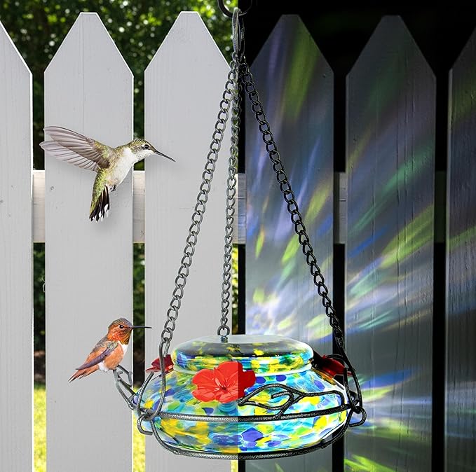 Nature's Way Bird Products GHF7 Hand Blown Illuminated Top Fill Hummingbird Feeder