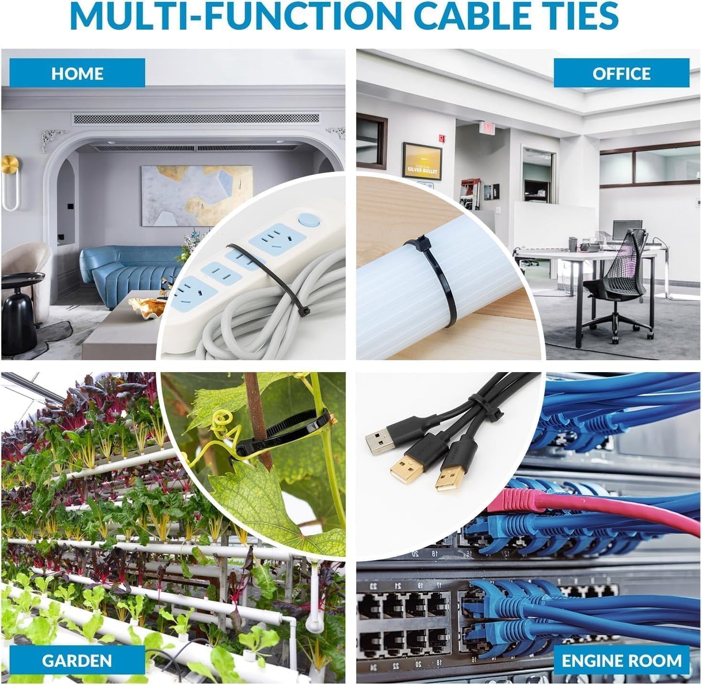 XINGO 8 Inch Orange Zip Ties Heavy Duty 100 Pack, 120 LBS Tensile Strength, Premium Nylon Cable Wire Ties, Self-locking Plastic Ties for Indoor and Outdoor Use