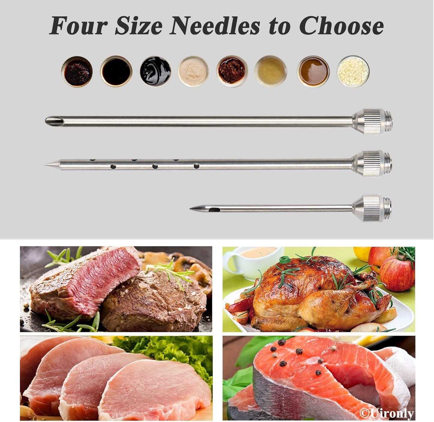 Meat Injector,Turkey Seasoning Injection Kit with 3 Professional Marinade Injector Needles for Grill Smoker BBQ Brisket; Include User Manual, E-Book - Storage Case