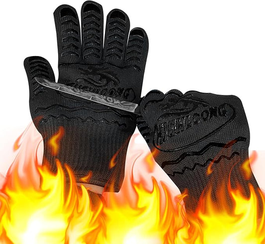 1472°F Extreme Heat Resistant Gloves for Grill BBQ, Oven Gloves for Cooking, Grilling, Baking, and Camping – Oven Mitts with Fingers for Kitchen, Smoker, Cast Iron, Fire Pit, Pizza, Fryer, Barbecue