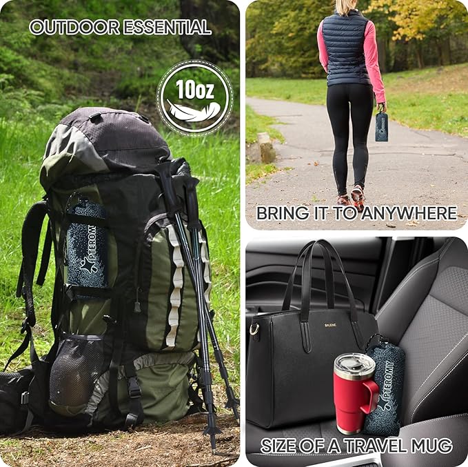 PTEROMY Hooded Rain Poncho for Adult with Pocket, Waterproof Lightweight Unisex Raincoat for Hiking Camping Emergency