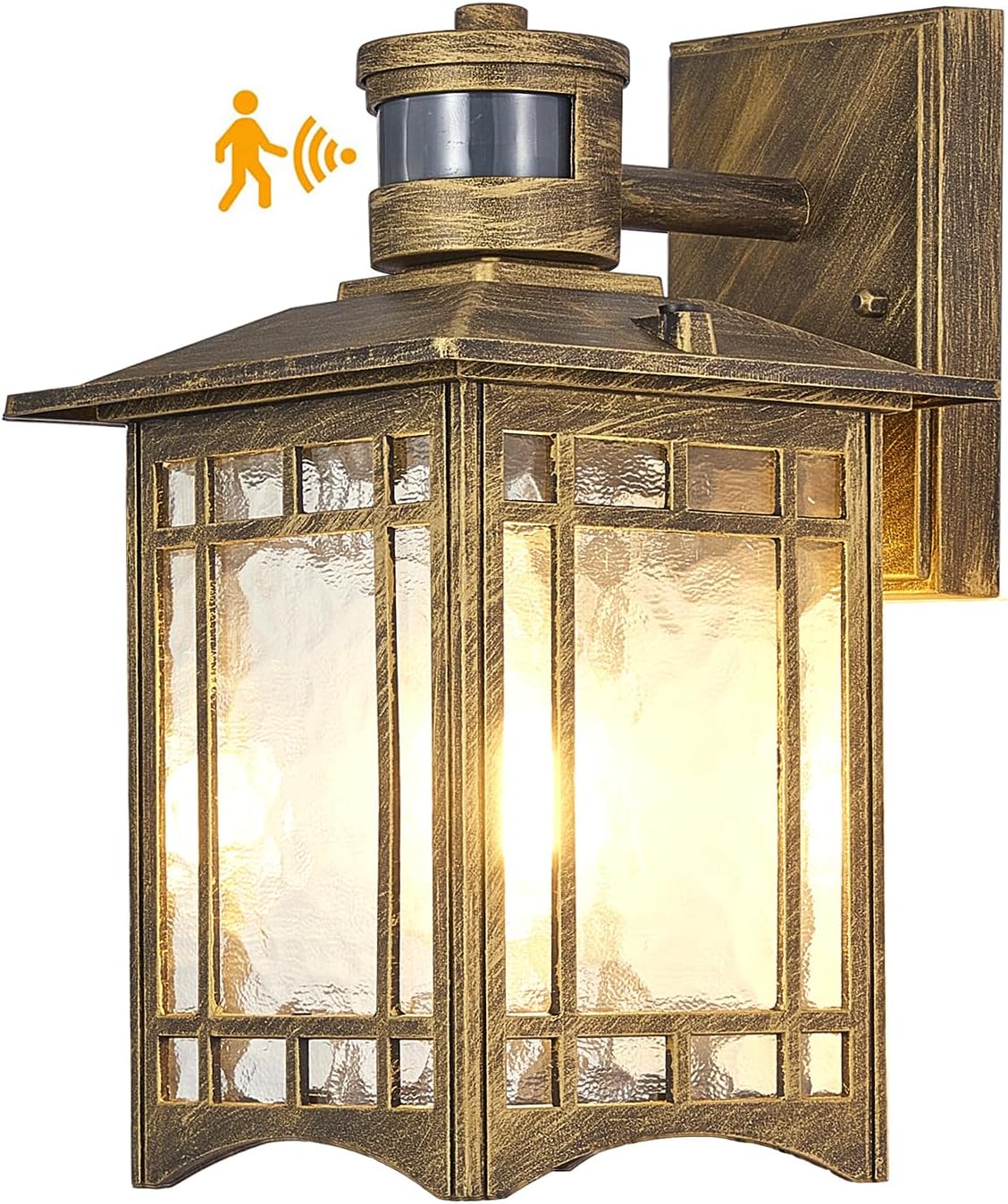 Bronze Outdoor Motion Sensor Lights - Dusk to Dawn Lighting Fixture for Outside House Exterior - Wall Mount Porch Lantern with Yard Front Motion Detector - Garage Patio Anti-Rust Light
