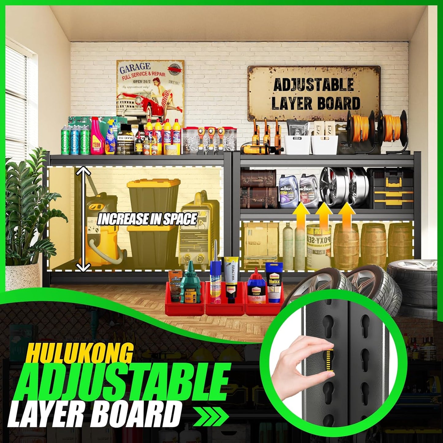 81”H Garage Shelving 2500LBS Adjustable Storage Shelves,5 Tier Metal Steel Heavy Duty Shelving Unit, Industrial Utility Rack Shelf, Storage Organize for garage, Basement ,Black ,81''H*45.7''W*19.7''D