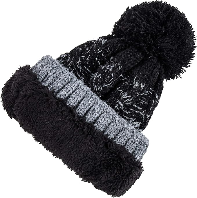 REDESS Women Winter Pompom Beanie Hat with Warm Fleece Lined, Thick Slouchy Snow Knit Skull Ski Cap