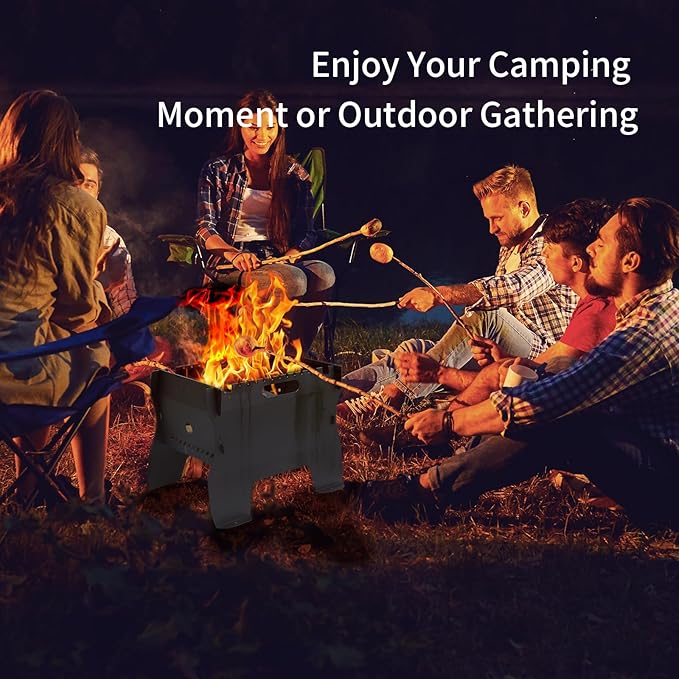 Camping Grill Fire Pit, 2 in 1 Portable Duel Fuel Charcoal or Gas Grill or Fire Pit, Detachable Steel Kabob Camp Grills Bonfire Stove with Hose for Outdoor Cooking BBQ for 13 Skewers