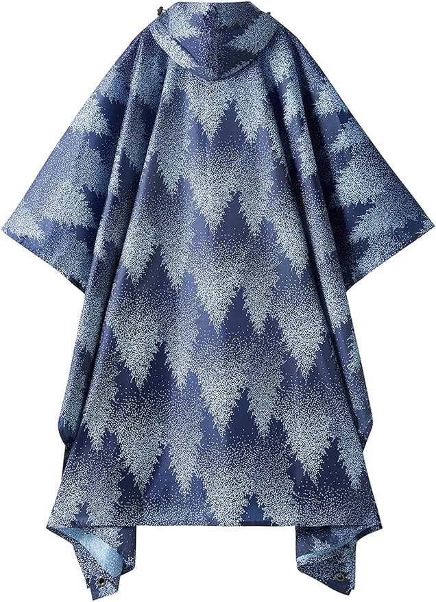 PTEROMY Hooded Rain Poncho for Adult with Pocket, Waterproof Lightweight Unisex Raincoat for Hiking Camping Emergency