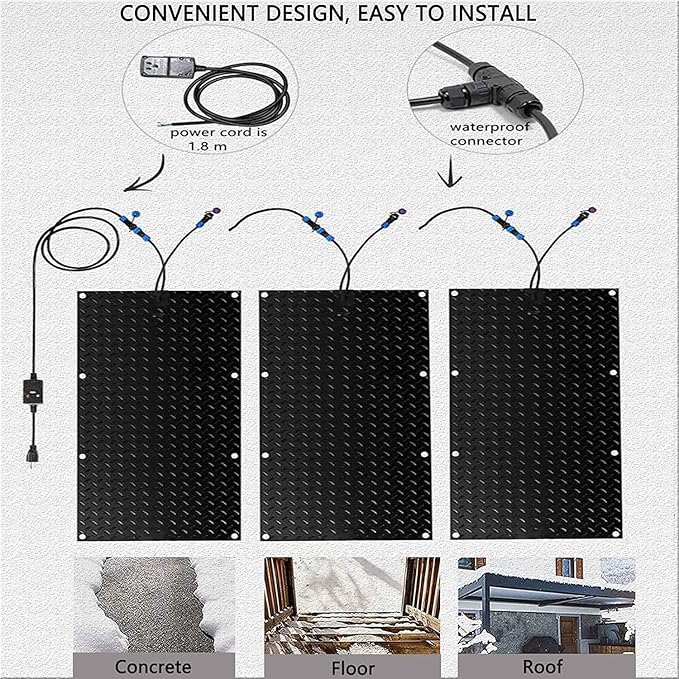 Heated Snow Melting Mats for Entrances - Outdoor Stairs- Non-Slip Winter Removal and Ice Melt Products -Heating Entrance