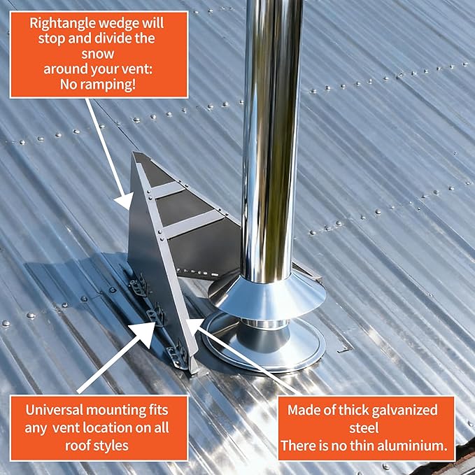 Snow Splitter for Chimneys. Lifetime Protection for 6-8" Wood Stove Chimneys.for Protection Stack Pipes and Chimneys