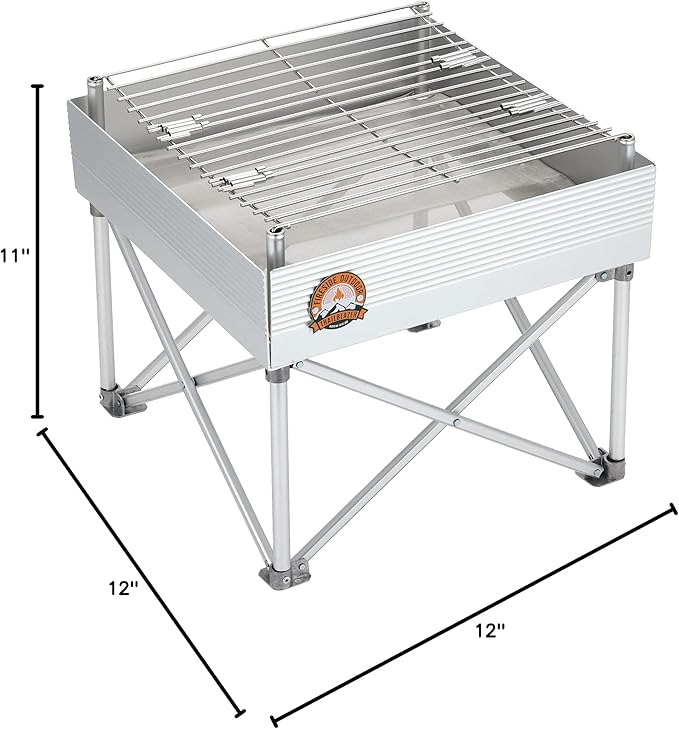 Fireside Outdoor Trailblazer Pop-Up Fire-pit 12"x12" - Camp Stove, Portable Fire Pits for Outside Wood Burning Stove, Portable Grill Charcoal, Camp Fire Pit for Camping Gear, Backyard - 3 lbs Weight