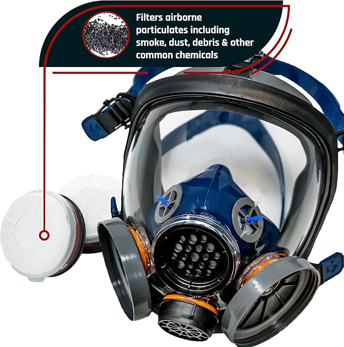 Parcil Distribution Full Face Respirator Mask - Air Purifying, Organic Vapor & Particulate - Industrial Use - CE Tested