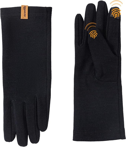 ACUSHLA Merino Wool Glove Liner -Touchscreen Lightweight Base Layer Ski Liner Glove for Men & Women