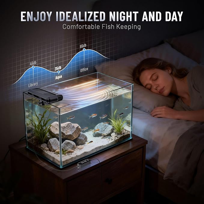 Aquarium Fan,Ultra-Quiet Fish Tank Cooler,More Powerful,Cooling Effect 3-7℉ with 3 Speed Modes Adjustable Applicable Aquariums with or Without Edges, for Axolotl Seawater Freshwater Coral Grass Tank