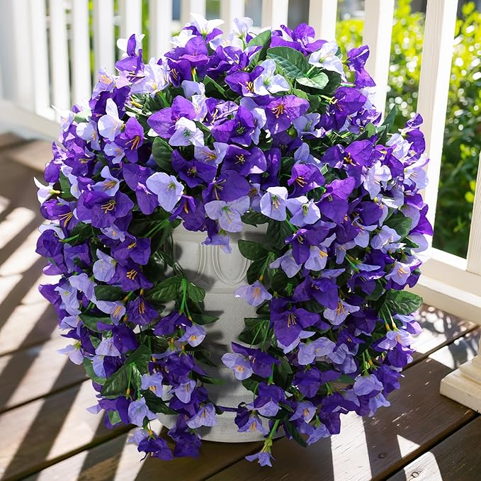 Faux Bougainvillea Artificial Flowers Plants for Outdoor Outside Spring Decoration, 2pcs Fake Silk Long Trailing Vines UV Resistant Realistic for Front Door Porch Planter Urn Patio Balcony Yard, Mix