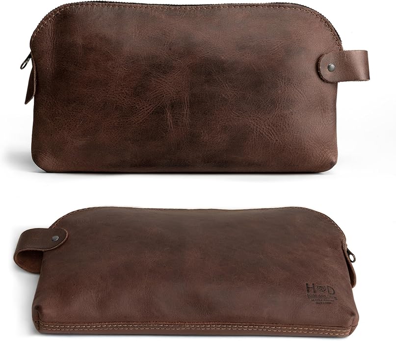 Hide & Drink, Large Rustic All Purpose Utility Bag for Cords & Chargers, Travel Bag, Multi-Purpose Bag, Full Grain Leather