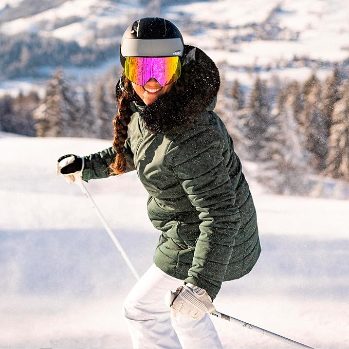 Ski Goggles for Men Women,Frameless UV Protection OTG Anti-fog Snowboard Snow Skating Goggles