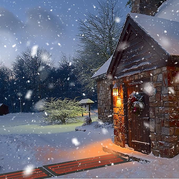 （2-Pack） 20"x60" Heated Walkway Mats for Snow Removal - Advanced Winter Winter Outdoor Heating Snow Carpet Mat Reliable Snow and Ice Melting System No Slip Safety Outdoor Heated Mats