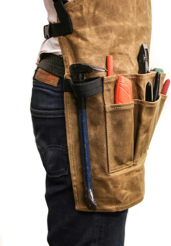 Readywares Waxed Canvas Tool Apron, Carpenter Aprons, Woodworking Aprons
