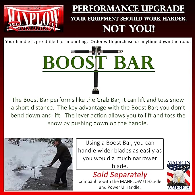 MANPLOW RevolutionX Snow Pusher (MANPLOW RevolutionX with Power U Handle Upgrade, 24")